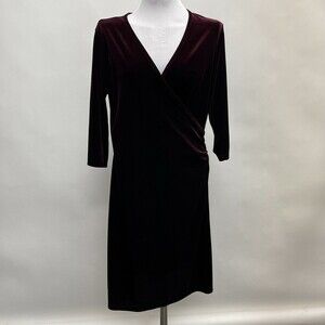 Perseption Concept Women's Body Con Dress Large Purple Maroon Velvet